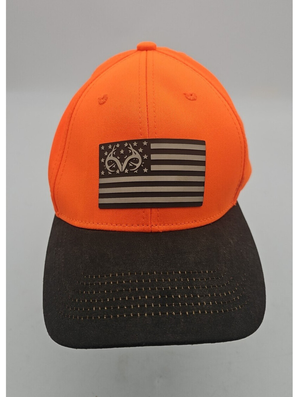 RealTree Men’s Americana Flag Blaze Hunter Orange Twill Pro-Round Adjustable Hat